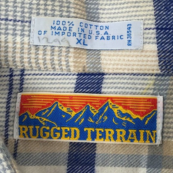 Rugged Terrain Mens gray Plaid Flannel Button Down Shirt Size XL Vintage - Picture 4 of 5